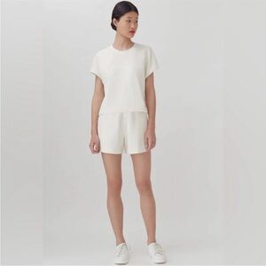 Cuyana French Terry Crop Short Sleeve Top